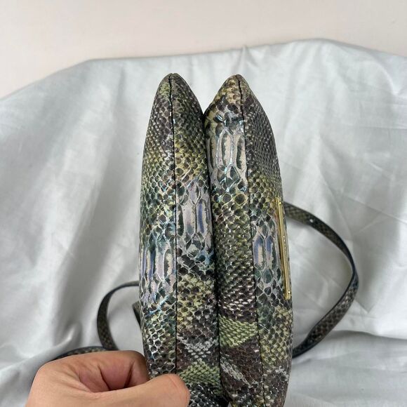 Brahmin Carrie Crossbody Moonstone Seville Leather Snakeskin Bag Rare - Picture 6 of 8